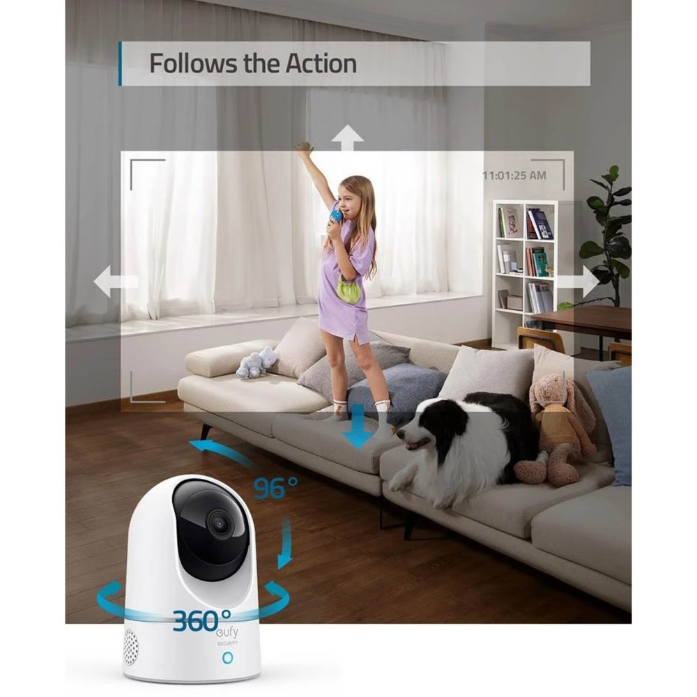 Eufy Indoor Security PT Pan And Tilt Security Camera 2K White