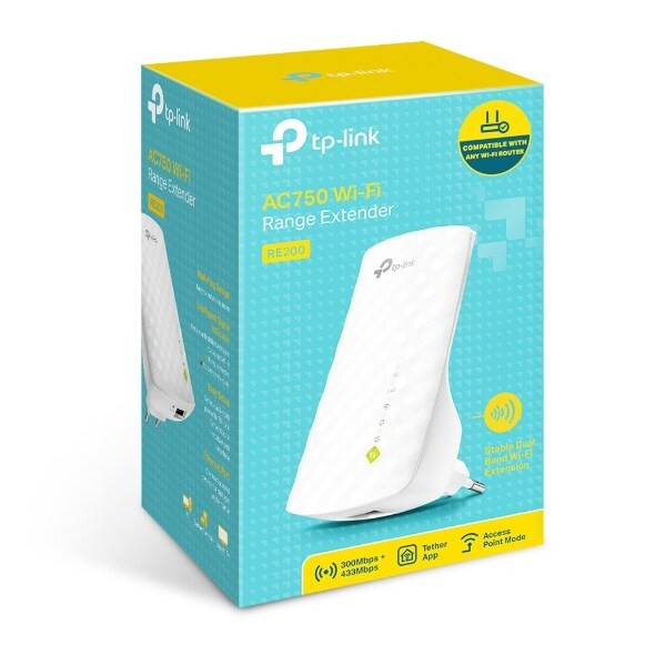 TP-Link AC750 WiFi Range Extender RE200 , Easy WiFi Extension Flexible Placement