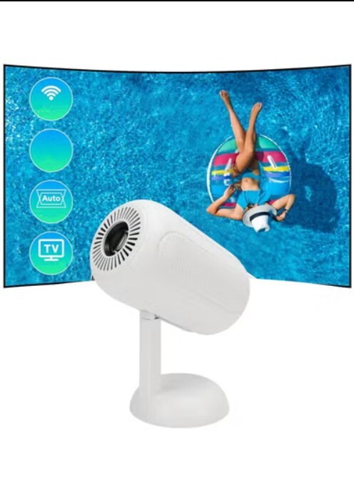 Smart 6K Projector with and Bluetooth, Motorized Focus &amp; 4D Trapezium Correction, Portable Outdoor Mini Projector Home Theater Projector, for Phone TV Stick HDMI USB Laptop PS
