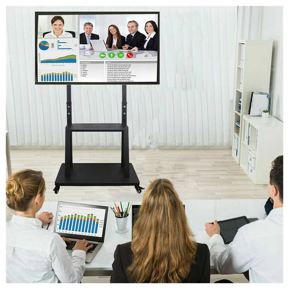 HYX Mobile TV Cart TV Stand With Lockable Wheels for 32 to 75" Inch Plasma LCD LED Flat or Curved Screen TVs up to 100lbs - Height Adjustable (32-75 inch)