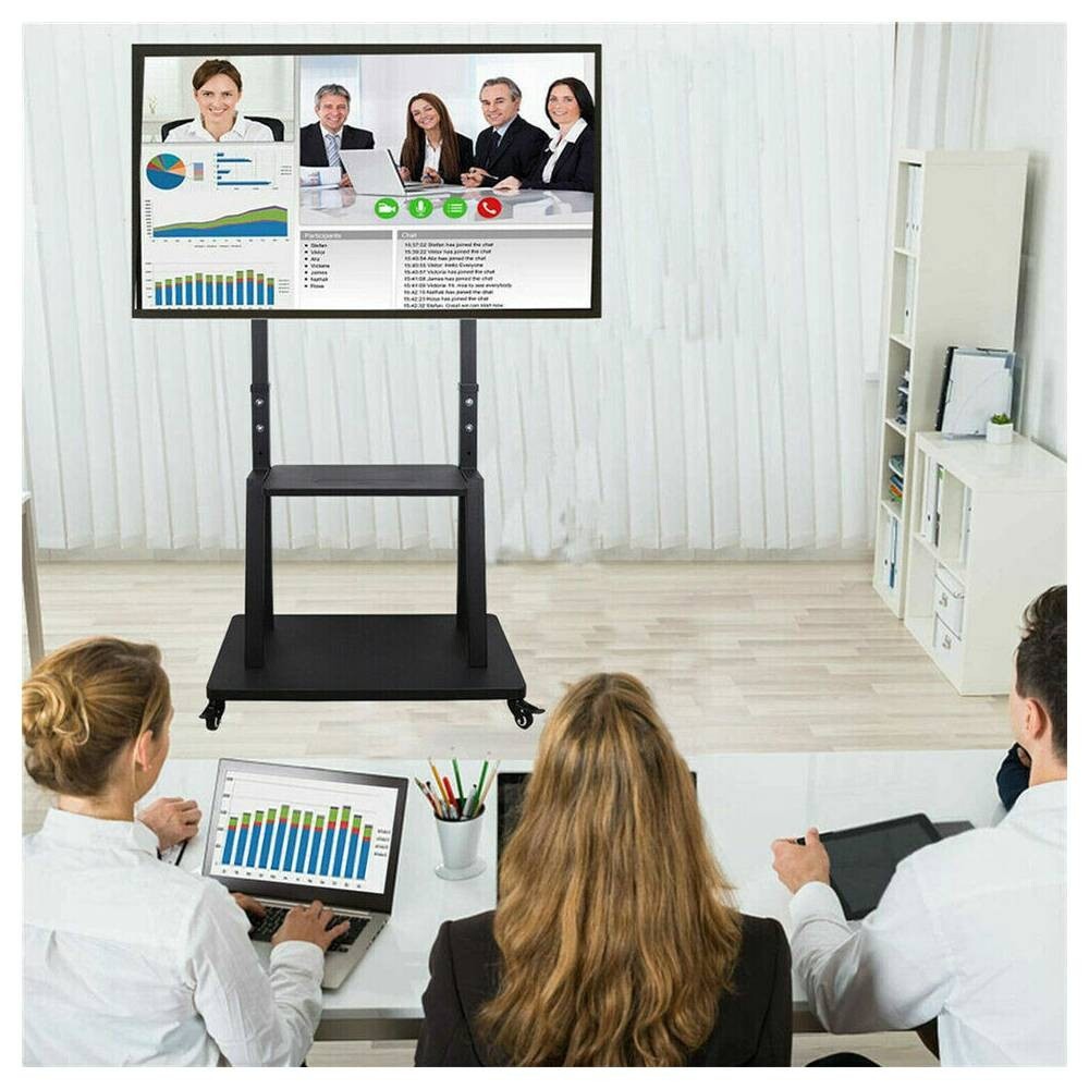 Mobile TV Cart TV Stand With Lockable Wheels for 32 to 75" Inch Plasma LCD LED Flat or Curved Screen TVs up to 100lbs - Height Adjustable (32-70 inch)