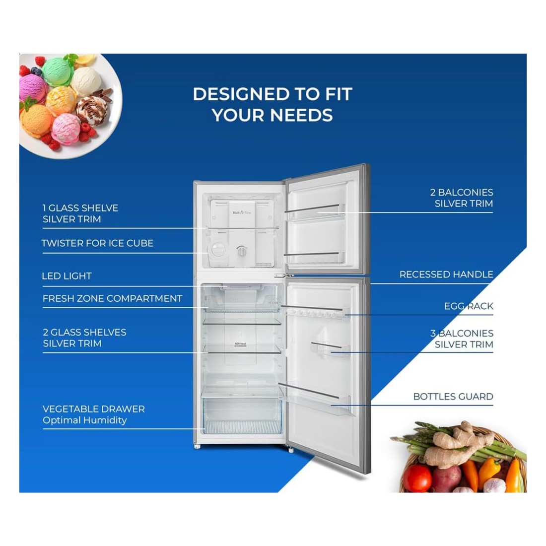 Westpoint Top Mount Refrigerator WNN3023ERI Silver 250L