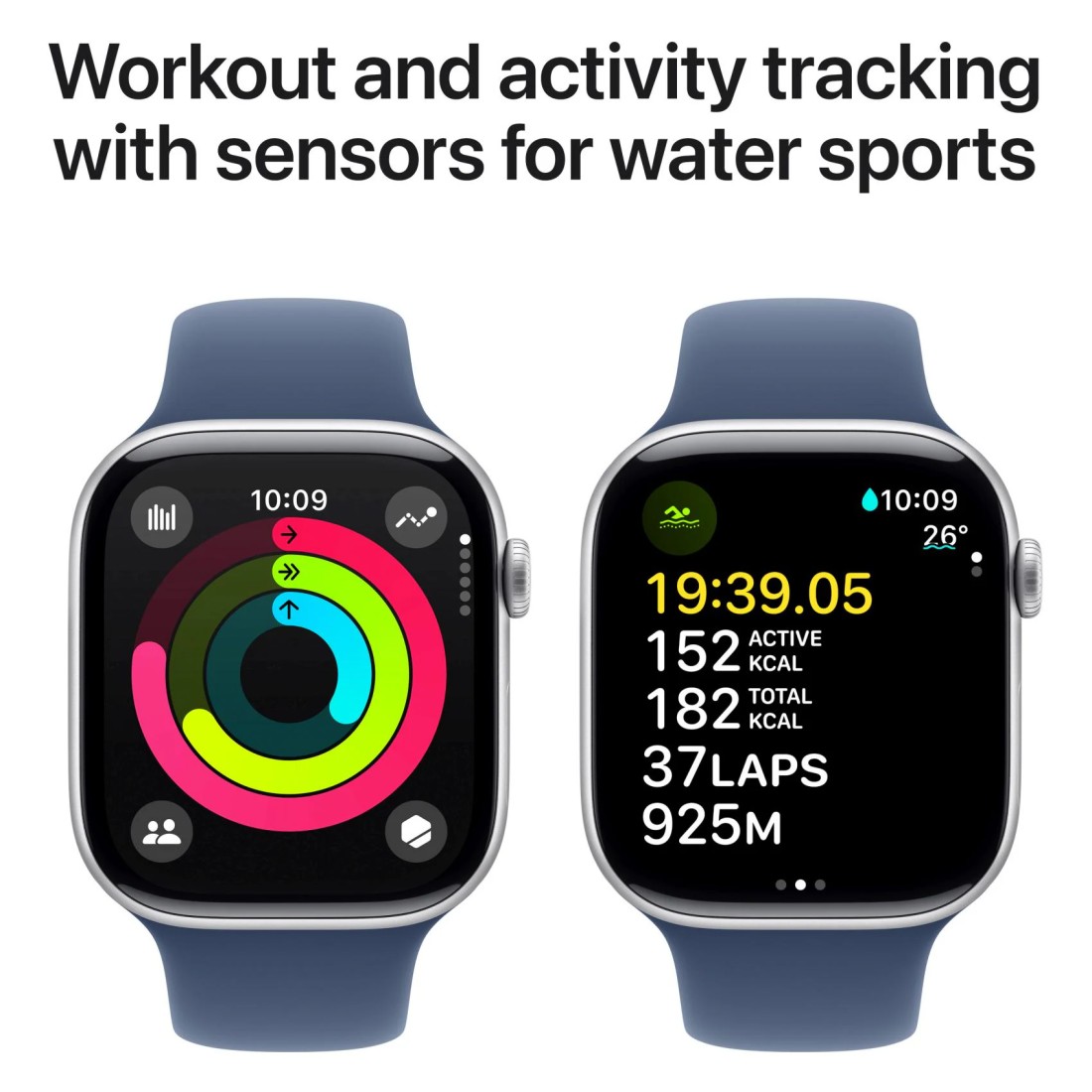 Apple Watch Series 10 GPS 42mm Silver Aluminum Case With Denim Sport Band - Medium / Large