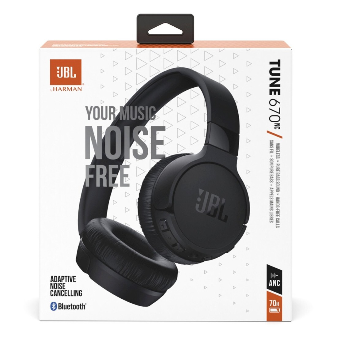 JBL Tune 670NC Headphones With Mic Wireless Noise Cancellation Black