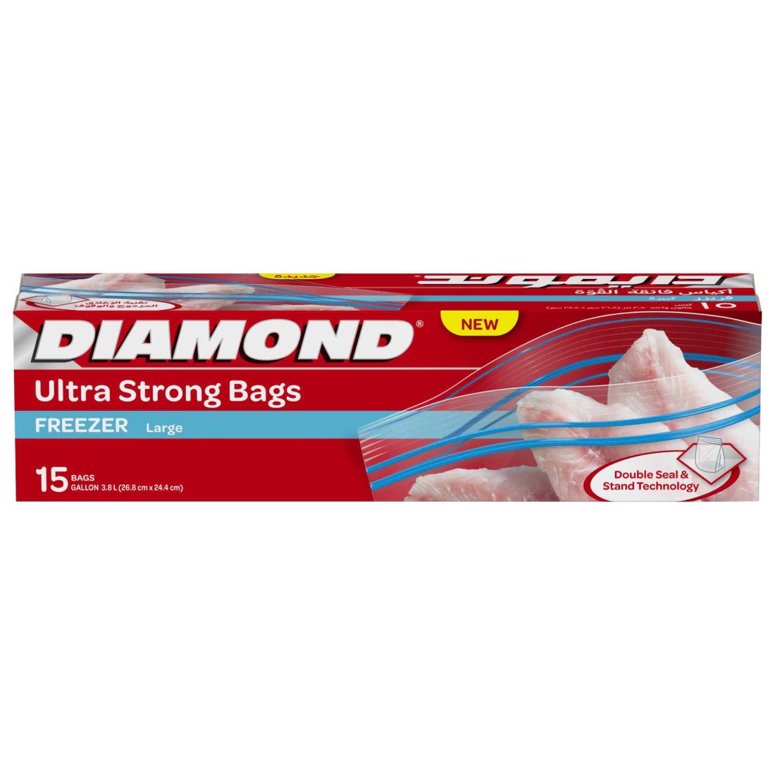 Diamond Freezer Zipper Large Clear 15 Bags