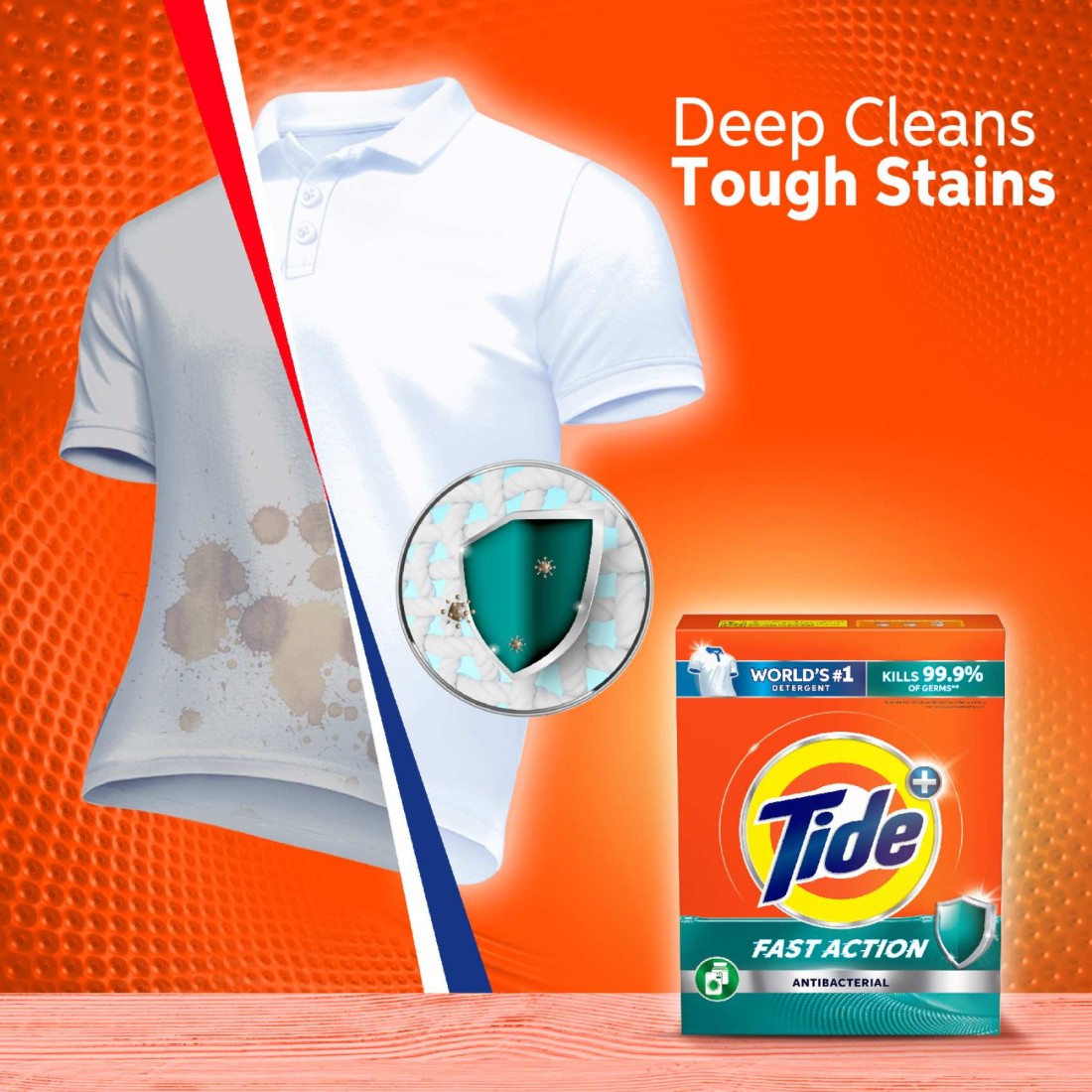 Tide Anti-bacterial Fast action Laundry Detergent Powder 2.5 kg Pack of 4