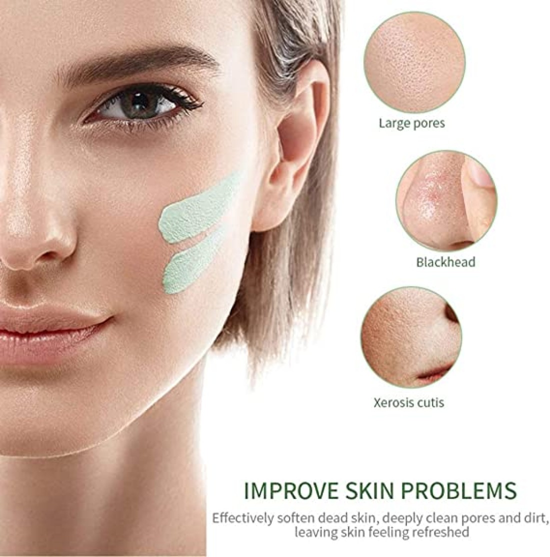 Green Tea Purifying Clay Stick Mask,For Face Moisturizes Oil Control,Deep Clean Pore,Exfoliating Mask