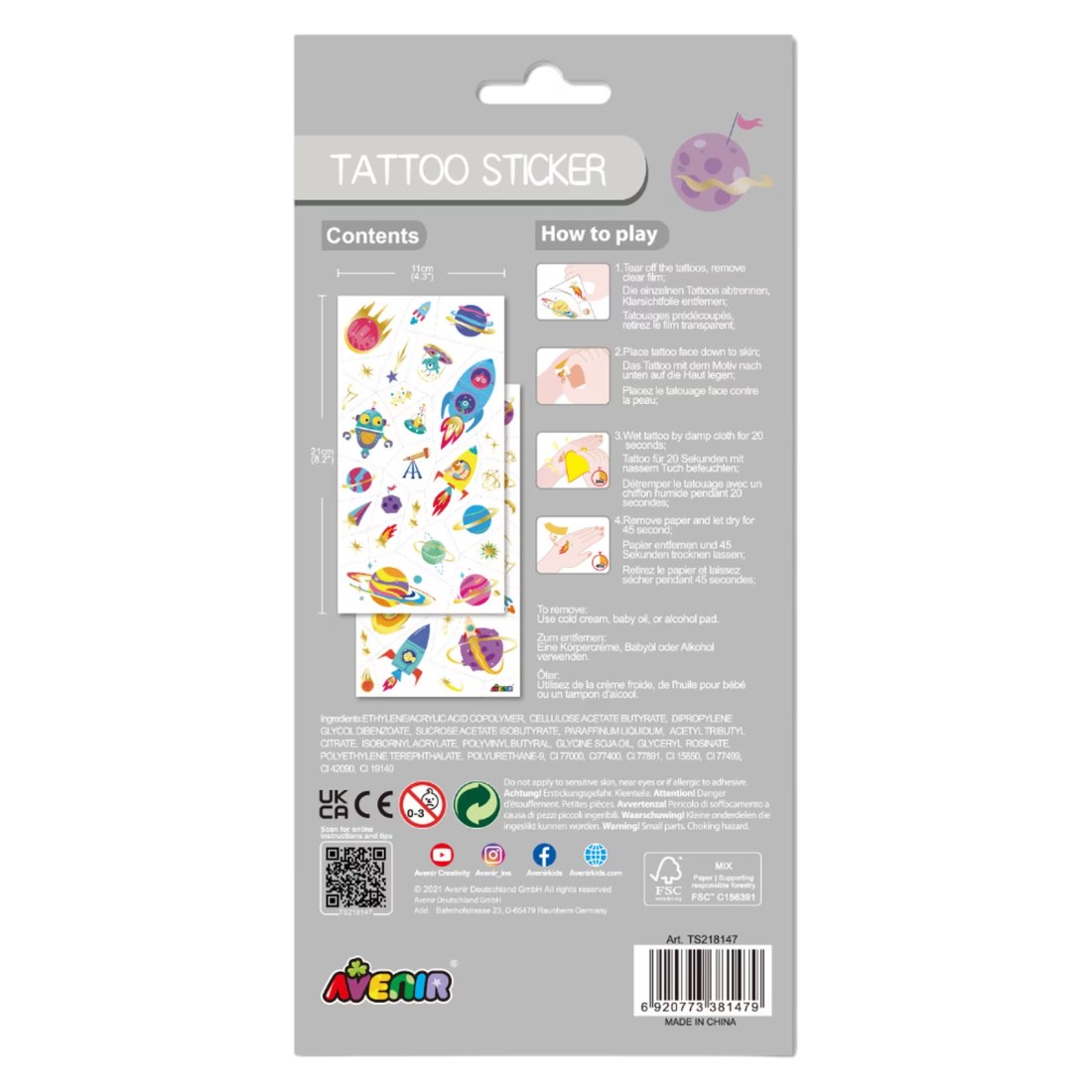 Avenir Tattoo Sticker AVTS2181(45-52) Assorted