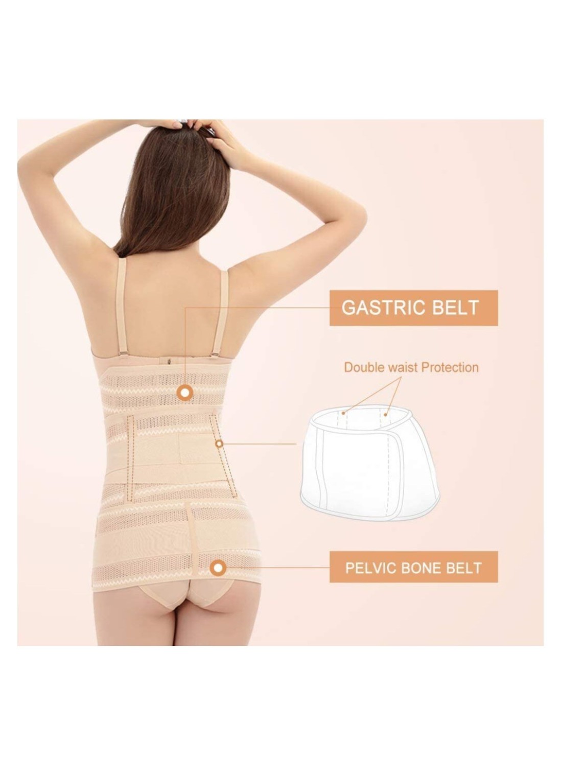 3 in 1 Postpartum Belt - Breathable Postpartum Recovery Postnatal Corset Belt after Pregnancy Maternity, Deep Skin