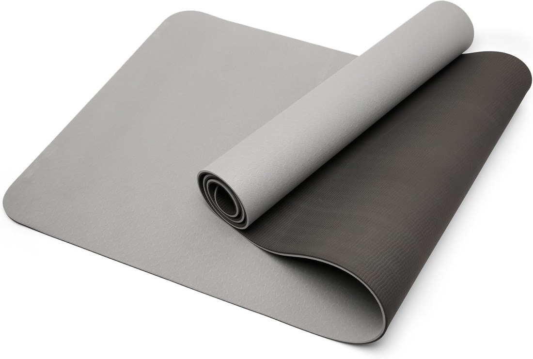 MahMir Yoga Mat Anti-Slip Exercise Mat with Carrying Bag Fitness Mat for Pilates 183CM*61CM*6MM Thickness for Woman Man Beginners Dark Grey + Black