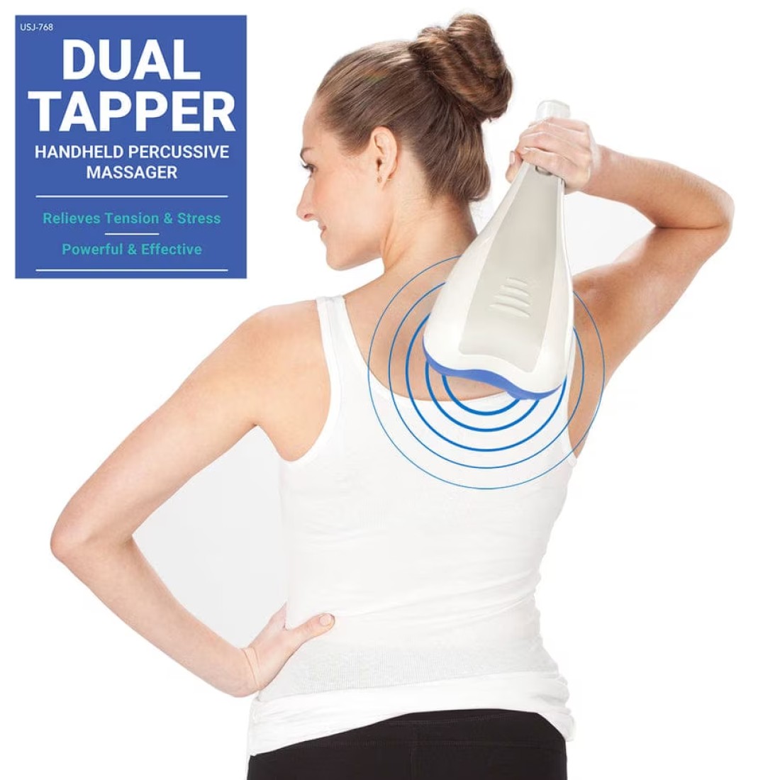 Sprintee Dual Head Massager, Powerful Handheld Neck Back Massager Deep Tissue Percussion Massage for Shoulder, Leg, Foot, Muscles, Electric Double Head Full Body Massagers