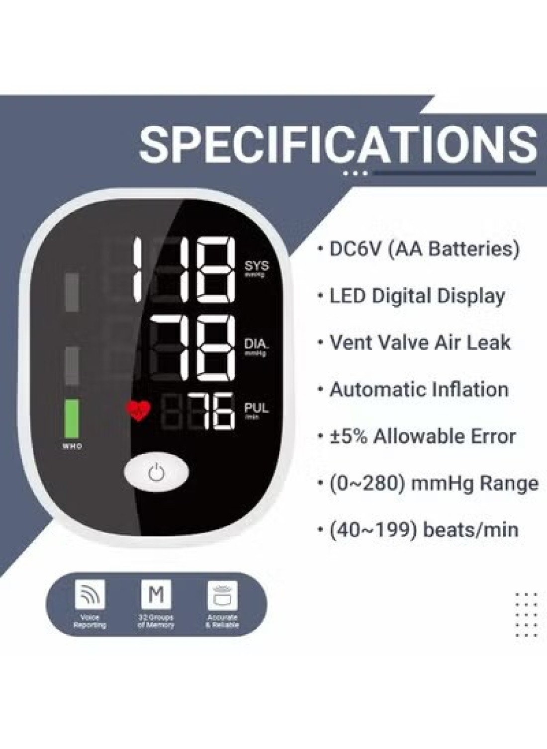Radiotronics Upper Arm Blood Pressure Monitor, Automatic Display Digital BP Machine with Speaker for Home Use