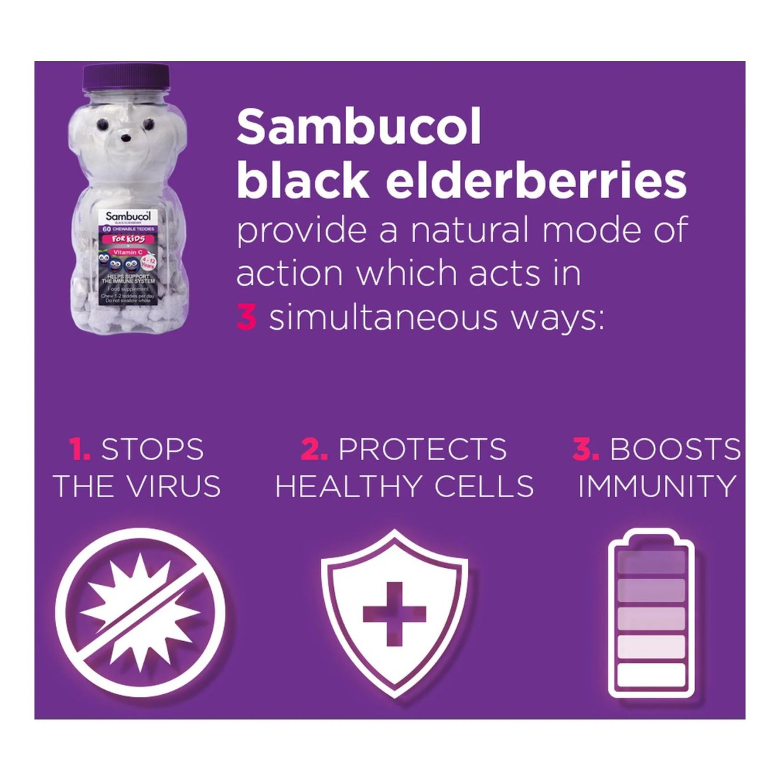 Sambucol Kids Chewable Teddies 60 Chewables