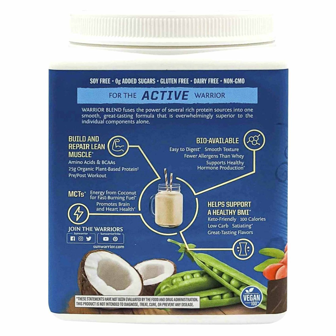 Sunwarrior Organic Protein Warrior Blend Chocolate Flavour Dietary Supplement 375g