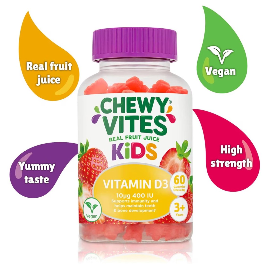Chewy Vites High Strength Vitamin D3 400IU 60 Gummies
