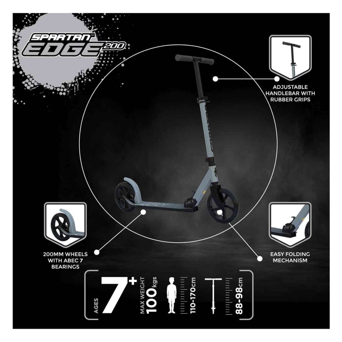 Spartan Falcon Folding Scooter White 200mm