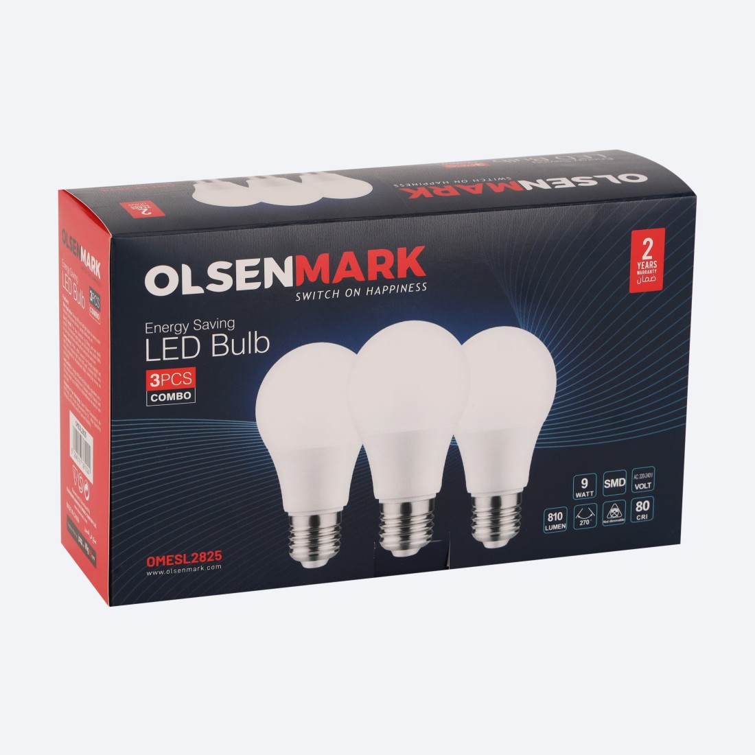 Olsenmark 9 W Energy Saving LED Bulb- OMESL2825 3 Piece Combo, Energy Efficient LED Light with Long 50000 Hours Lifetime White