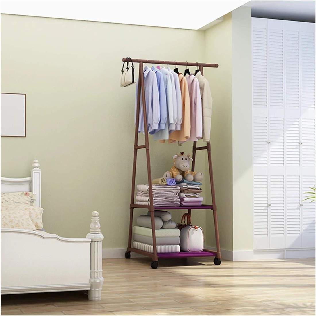Fitto Coat Rack Multi-Function, Removable for Bedroom, Hanging Clothes, with Wheels, Floor Standing Triangle Hanger, Coat Rack Stand, Color: LYJ3 2