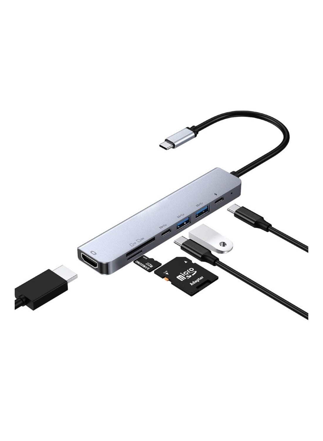 محطة إرساء 6 في 1 متعددة الوظائف من النوع C Hub 4K مع منفذ USB C لشحن مهايئ HDMI USB 3.0 منفذ HDMI من النوع C Hub متعدد المنافذ لأجهزة الكمبيوتر المحمول MacBook iPad وأجهزة USB C الأخرى