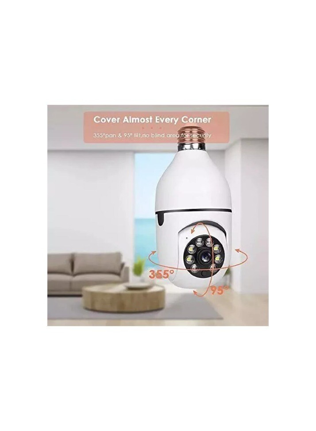 360° Wi-Fi Panorama Camera - Full HD 1080p Wireless Security Surveillance Indoor/Outdoor Motion Detection, Night Vision, Two-Way Audio