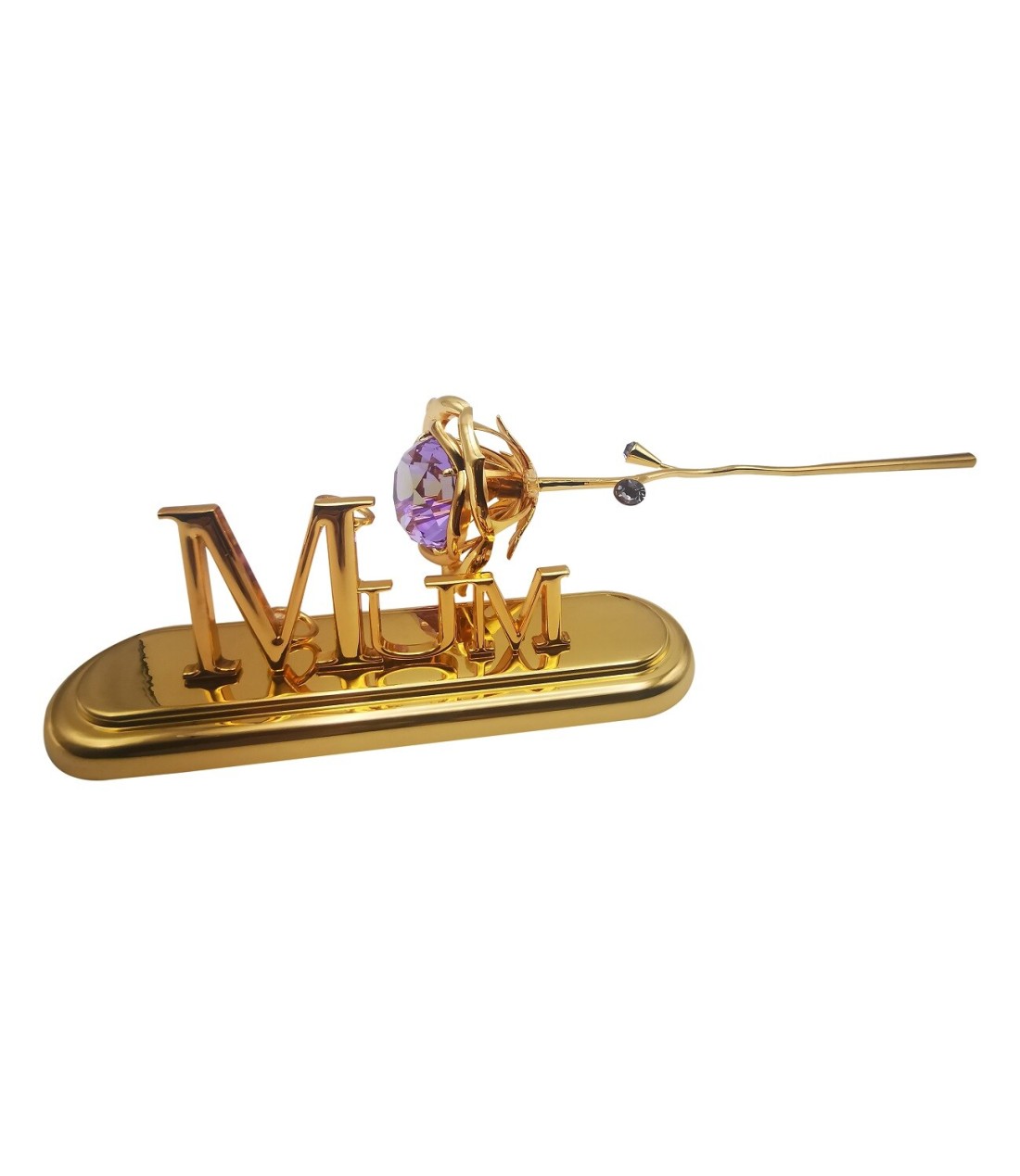 24K Gold Plated Rose Artificial Flowers Gold Dipped Rose with MUM Sign Stand