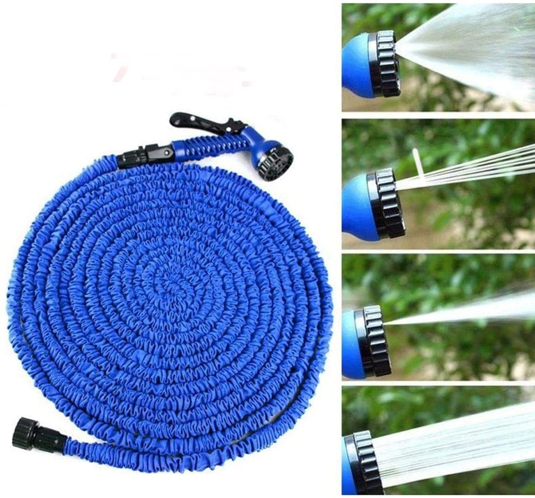 3 Times Expandable Flexible Garden Hose Leak-Proof High-Pressure Telescopic Hose No Kinks Flexible Hose with 7 Functional Spray Nozzles Used for Car Wash Watering (100FT / 30M)
