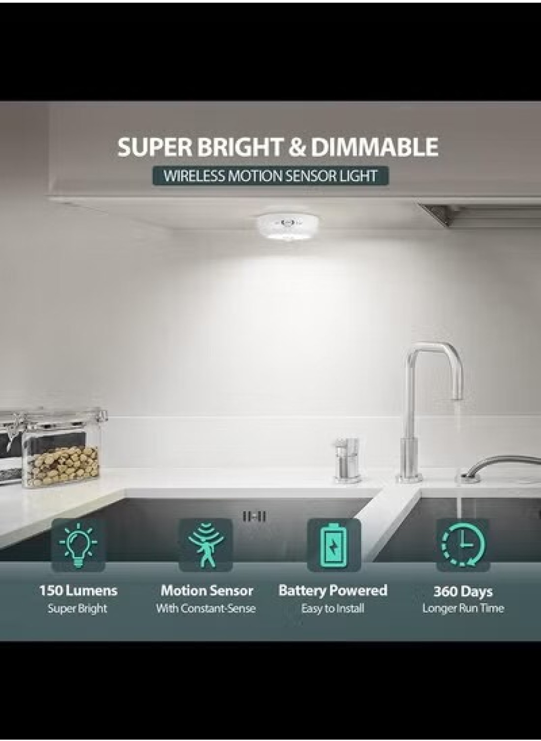 AA Battery Powered Lights, Motion Sensor Light Indoor, Under Cabinet Light, Battery Led Light, Closet Lights, Stick on Wireless Puck Lights for Hallway, Stairway, Basement, Kitchen