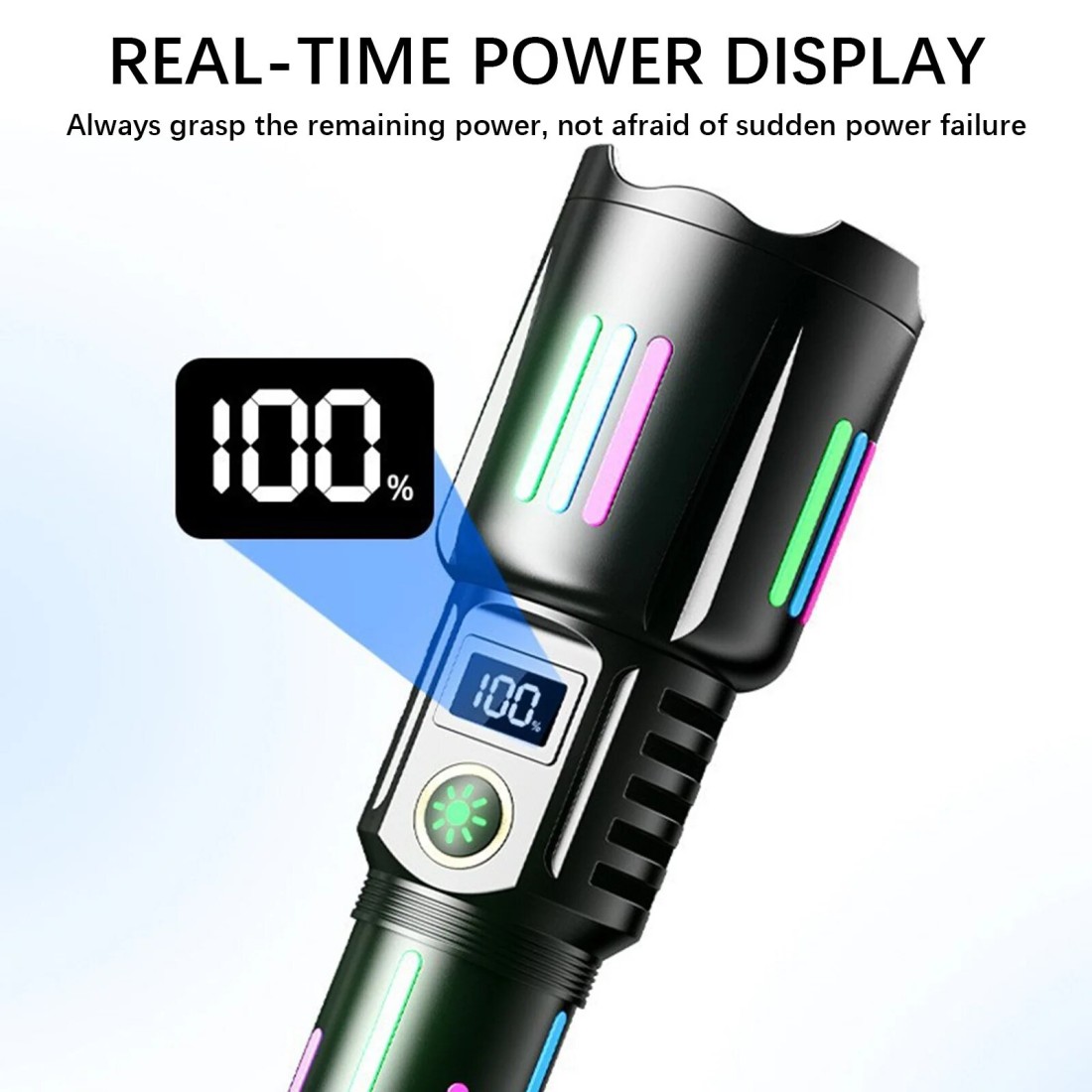 مصباح يدوي LED عالي الطاقة - فانوس تكتيكي قابل لإعادة الشحن عبر USB مع تكبير تلسكوبي، إضاءة طويلة المدى، مصباح خارجي مقاوم للماء للتخييم والمشي لمسافات طويلة،