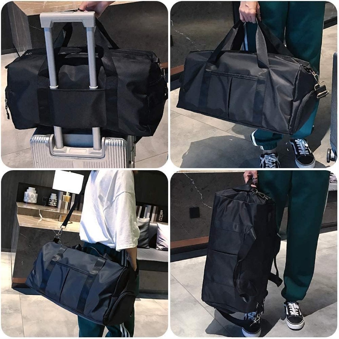 MahMir Gym Bag with Shoes and Waterproof Pocket (Blue)