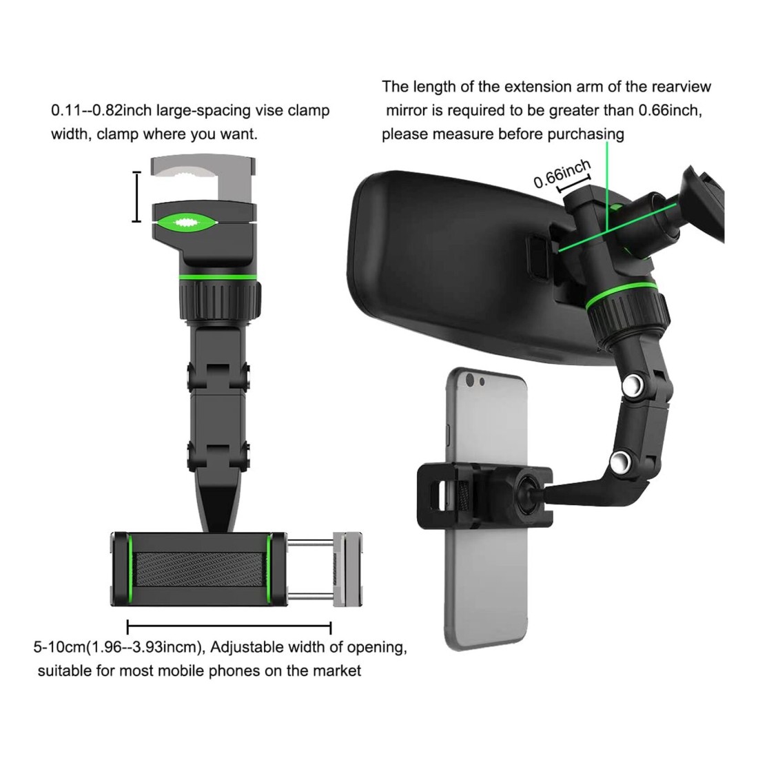 Autocare Adjustable View Mirror Universal Clip Cellphone Holder CPH-V207