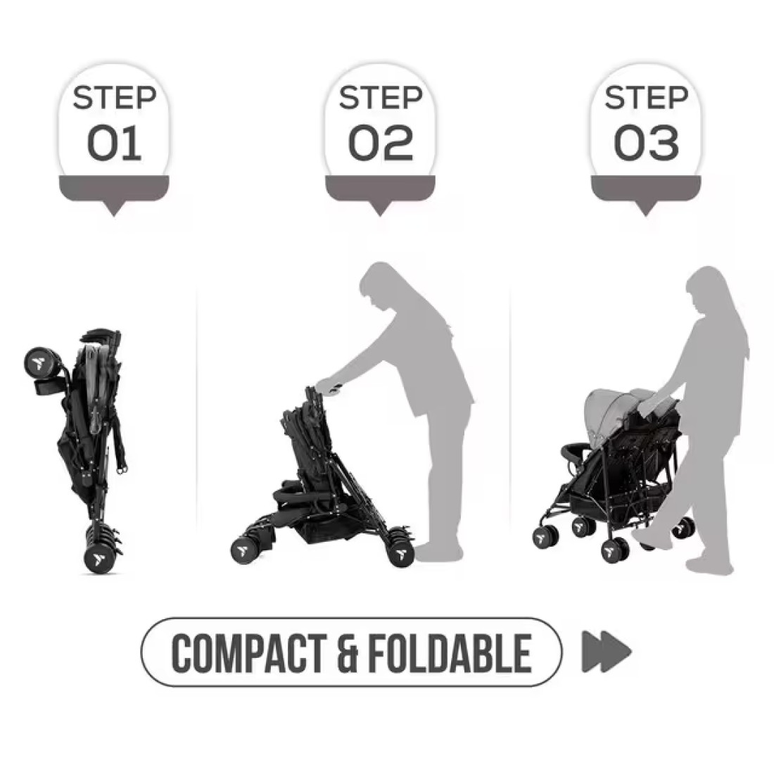 Teknum Twin Stroller Fellow - Grey