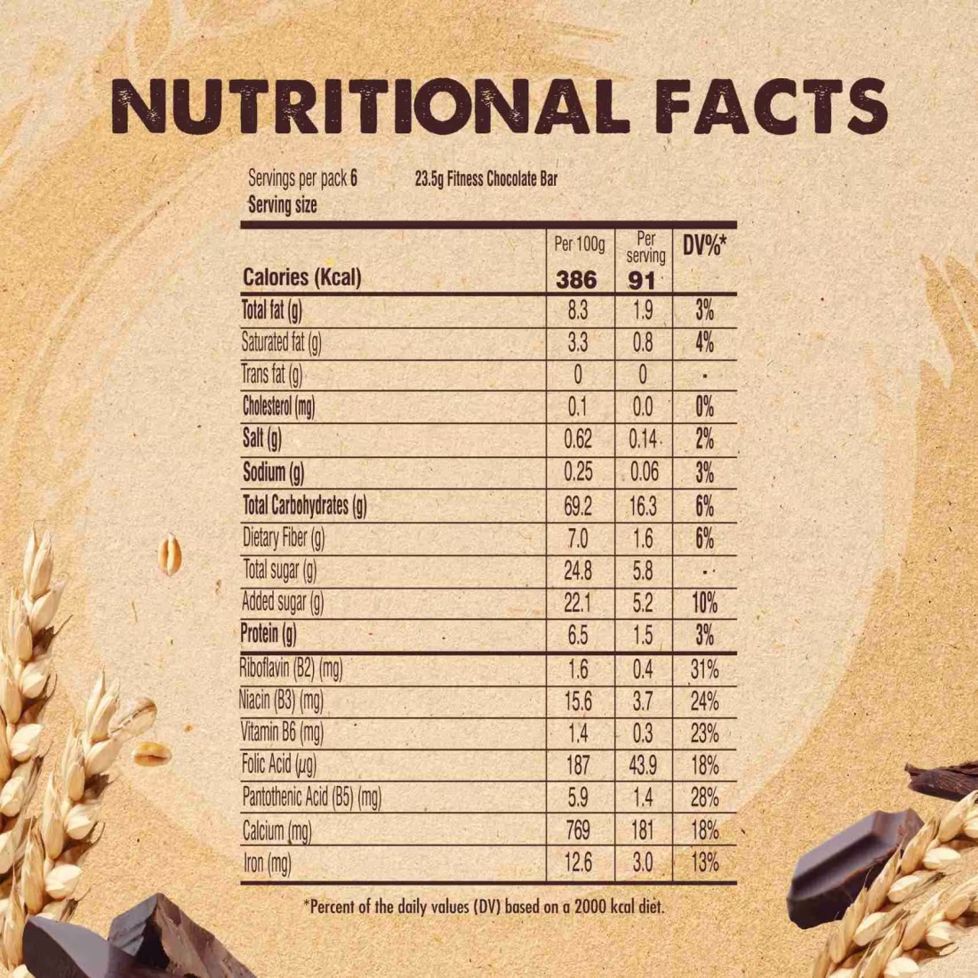 Nestle Fitness Chocolate Breakfast Cereal Bar, 23.5g Pack of 6