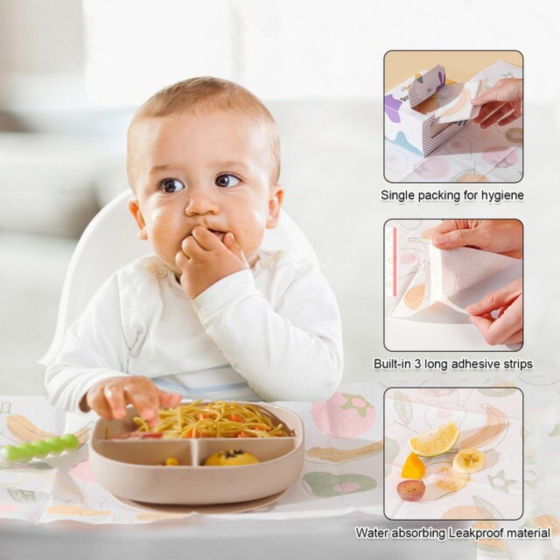 Sunveno baby Feeding Disposable Travel Multipurpose Placemats, 40 Pcs / Pack