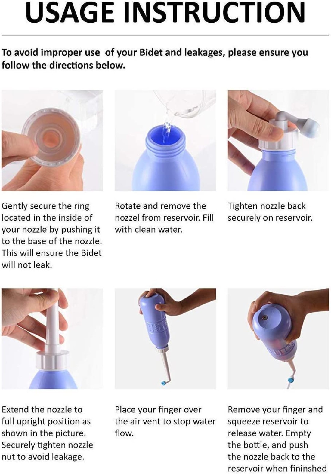 SHOWAY 650 ml Large Portable shattaf Bidet Bottle Handheld Travel Toilet shataf Hand Spray Seat Water-Blue