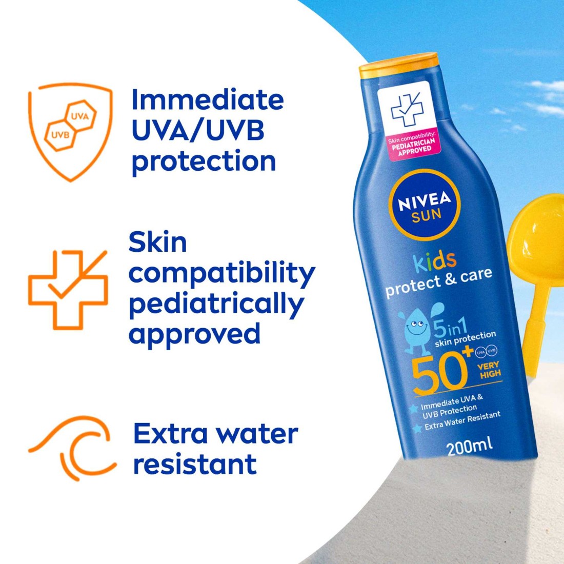 نيڤيا صان لوشن الشمس المرطب للأطفال صن كيدز مويستشرايزنغ SPF 50+ 200 مل