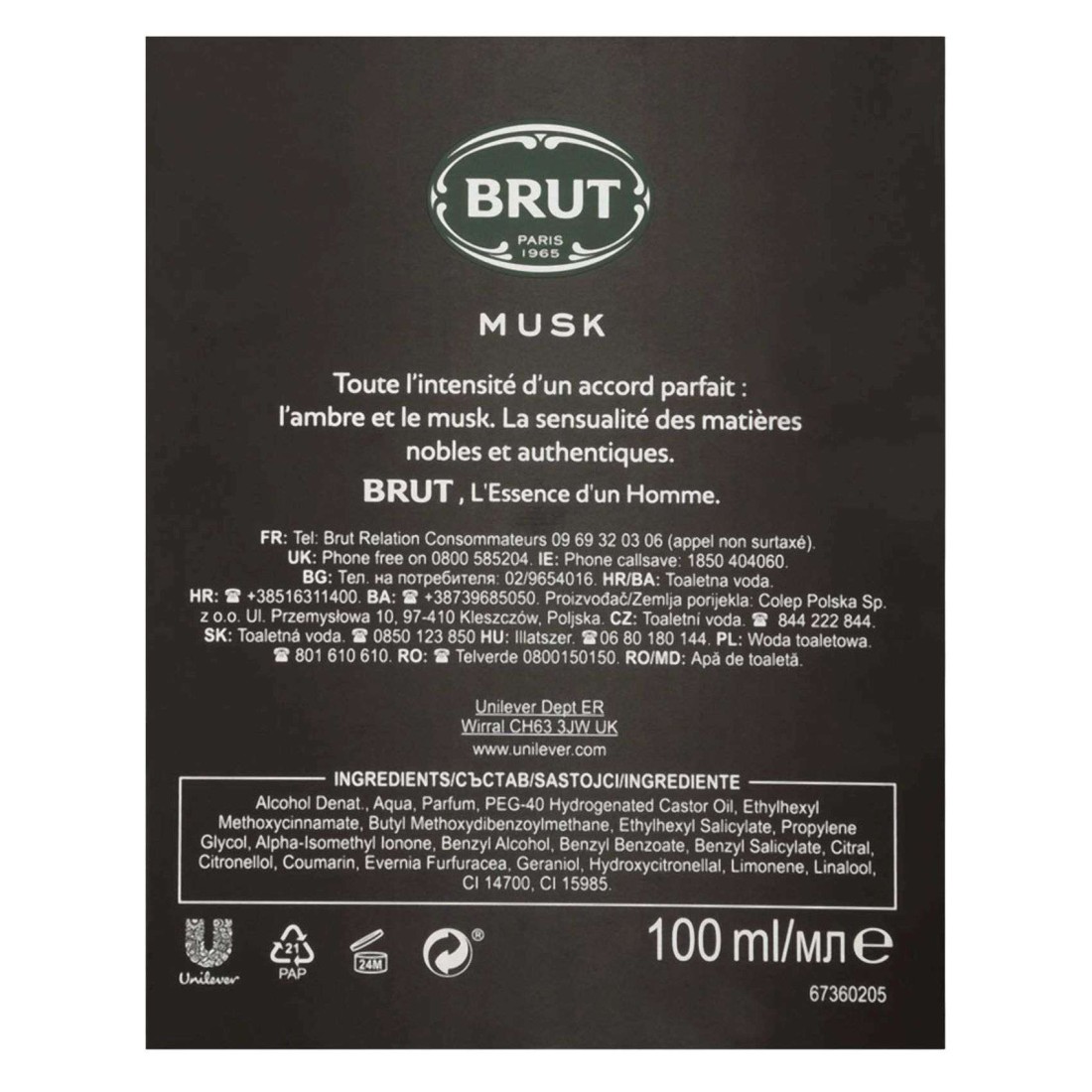Brut Musk Eau De Toilette Brown 100ml