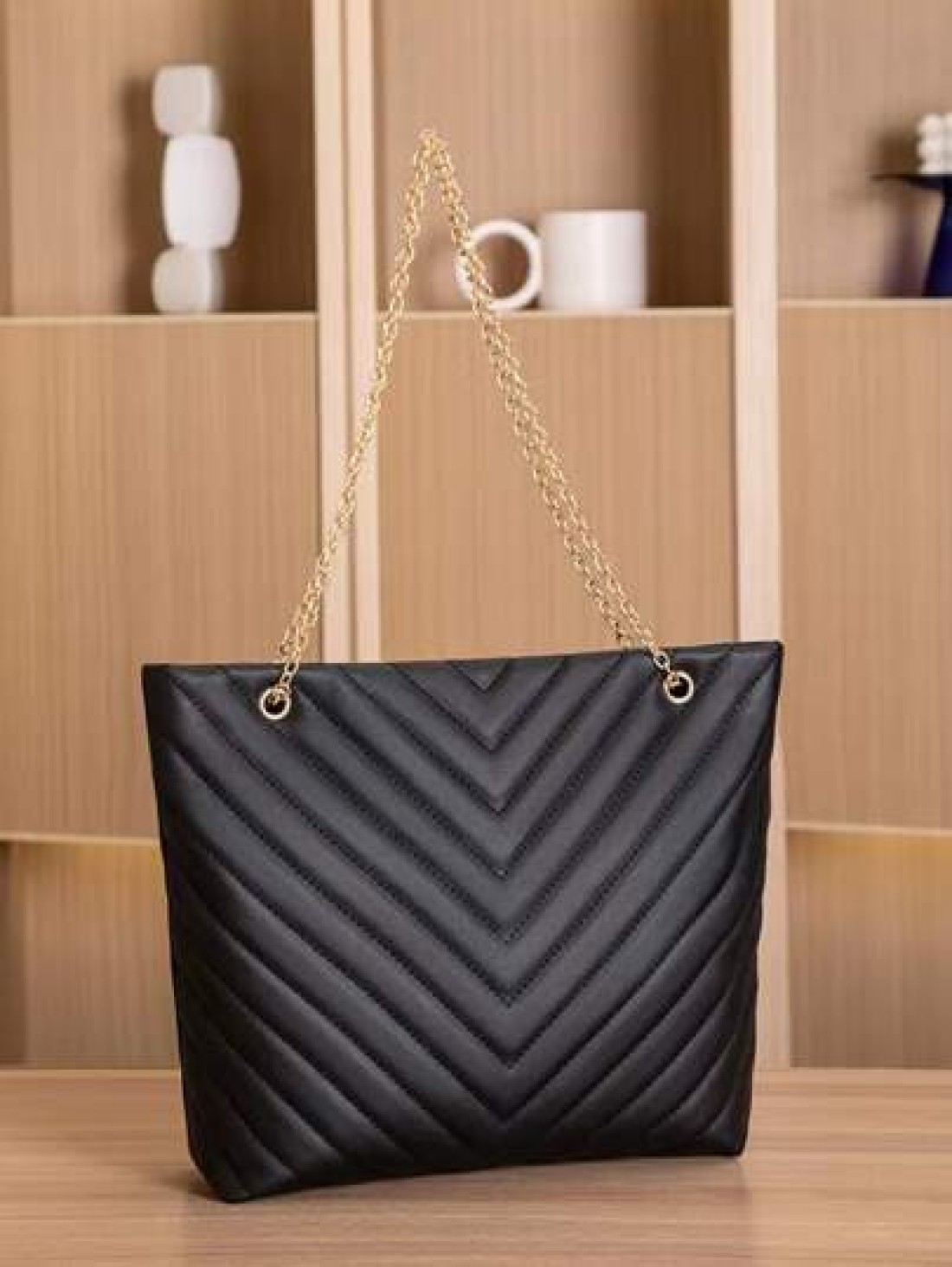Lightweight Business Casual Chain Tote Bag Women s Large Capacity Shoulder Bag Simple Solid Color Handbag Chevron Chain Shoulder Tote Bag Mothers Day Gift For Mom For Teen Girls Women College Students