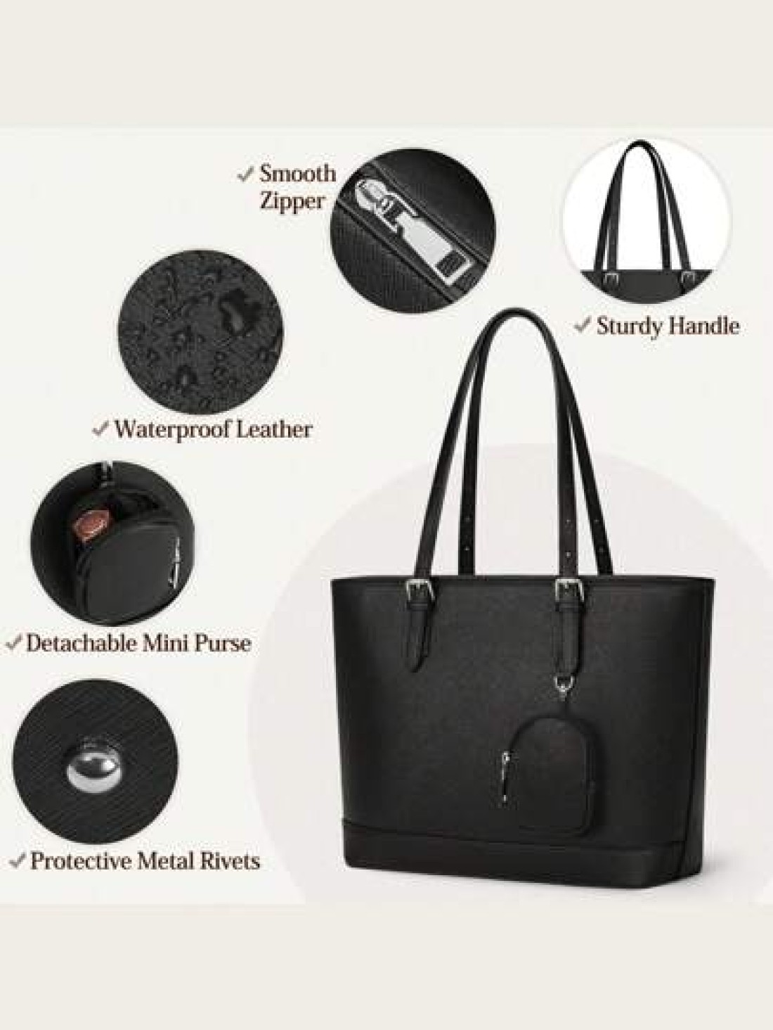 NEWHEY Tote Bags For Women Leather Shoulder Bag Large Capacity Purses And Handbags With Removable Small Pouch