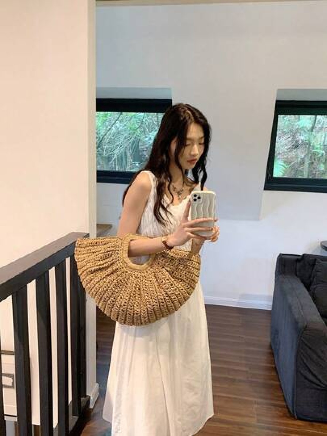 1pc Large Capacity Khaki Tote Bag Woven Straw Open Top Round Bag For Travel Vacation Beach Summer Straw Beach Bag For Women Vacation Essentials Perfectly Matching With Beach Accessories Women