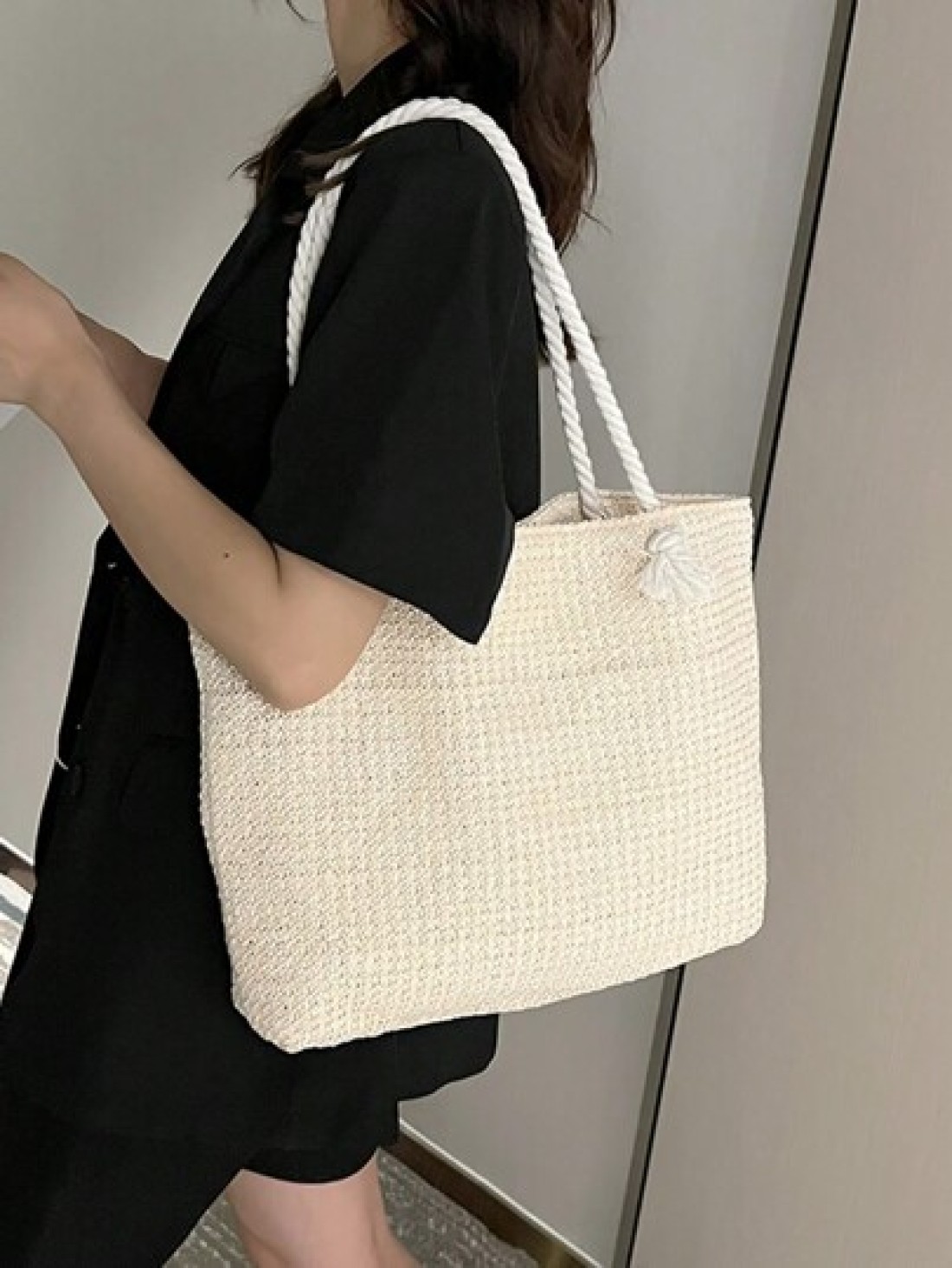 Woven Large Capacity Tote Bag Lightweight Shopping Shoulder Bag Summer Handbag Perfect For Travel Summer Women Bags For Vacation Holiday School Bag Large Capacity Portable For Teen Girls Women College
