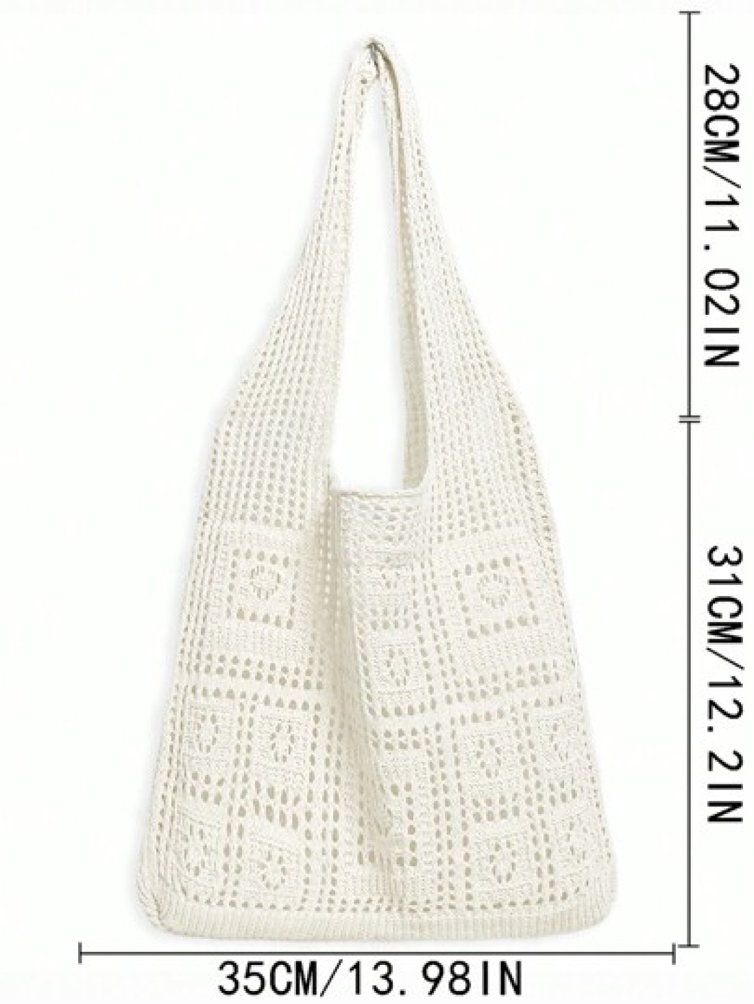 Minimalist Crochet Bag Hollow Out Design Vacation School Bag Large Capacity Portable For Teen Girls Women College Students White Collar Workers Perfect For Work Back To School Middle School High Schoo