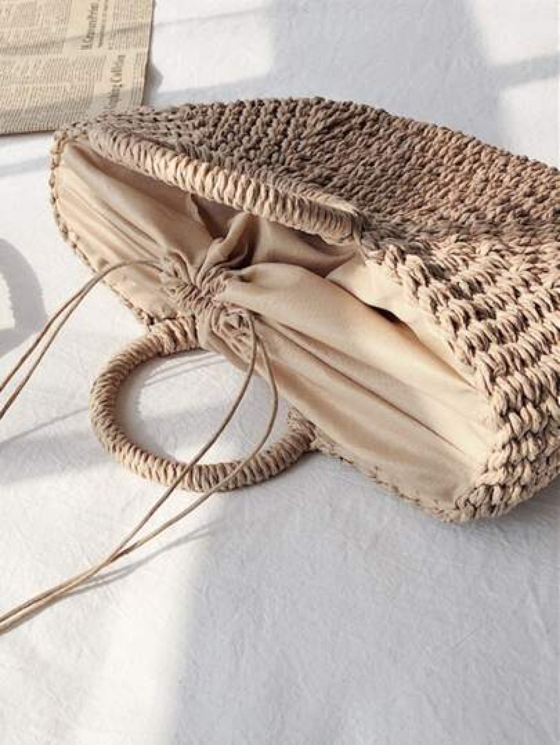 Braided Design Straw Bag Down To Earth Rattan Tote Bag School Bag Large Capacity Portable Classic Casual For Teen Girls Women College Students White Collar Workers Perfect For Work Back To School Midd