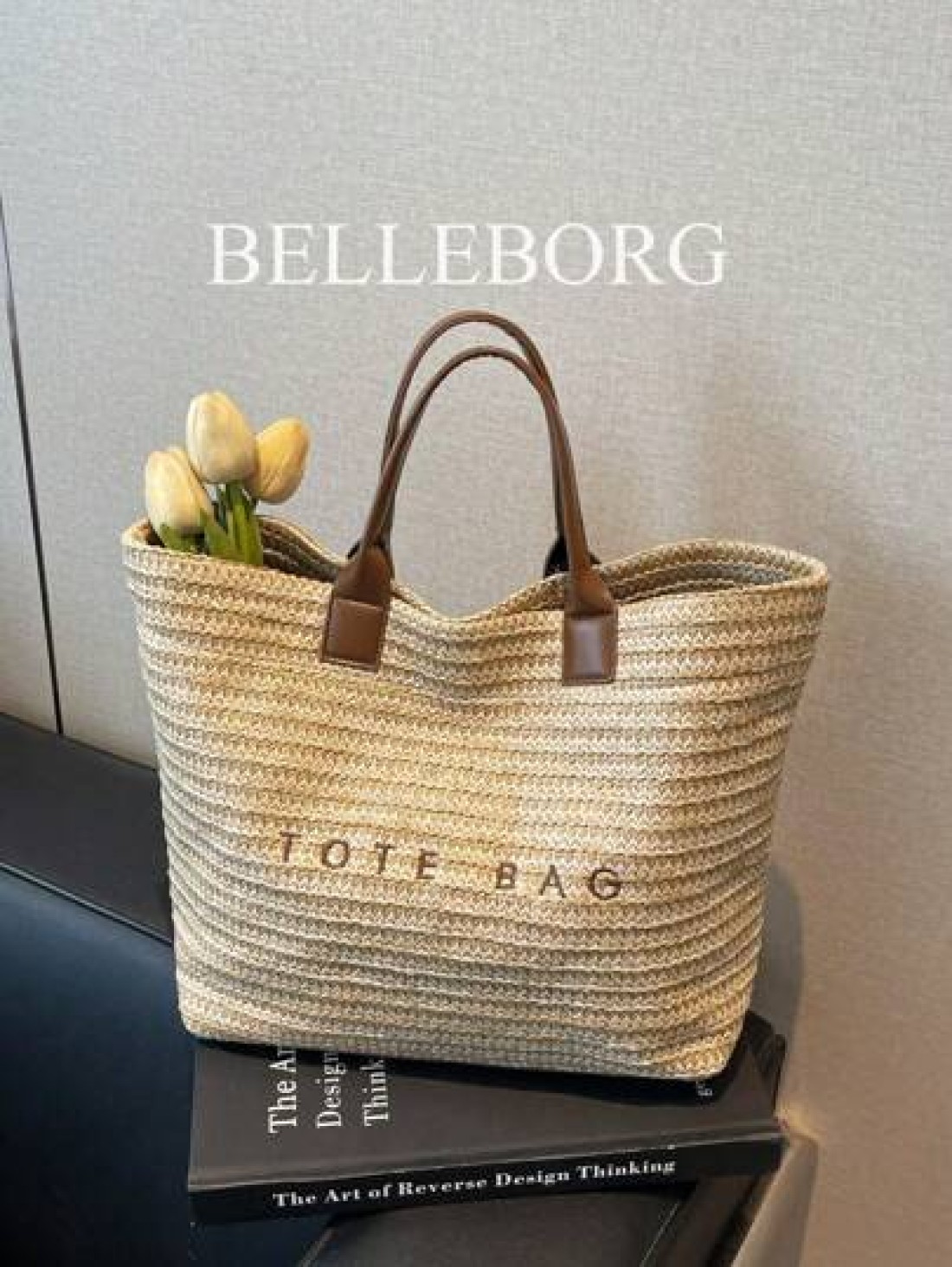 Large Capacity Casual Vacation Straw Tote Bag Minimalist Elegant Women Shoulder Handbag