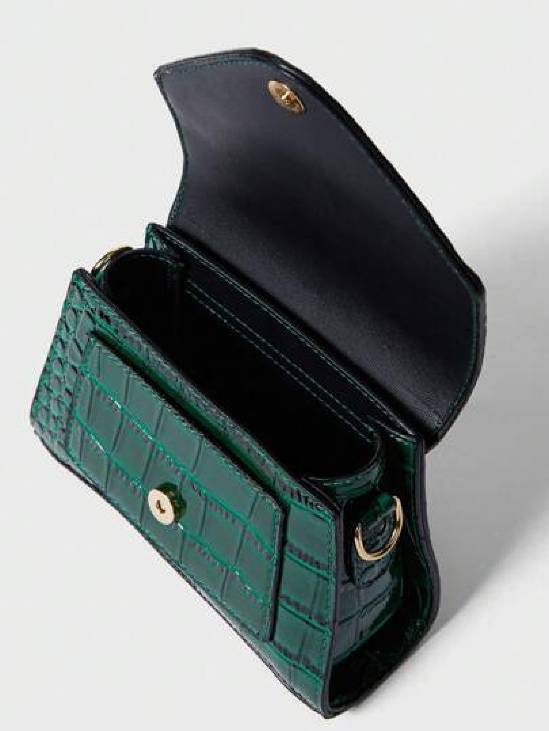 Mini Crocodile Embossed Flap Satchel Bag