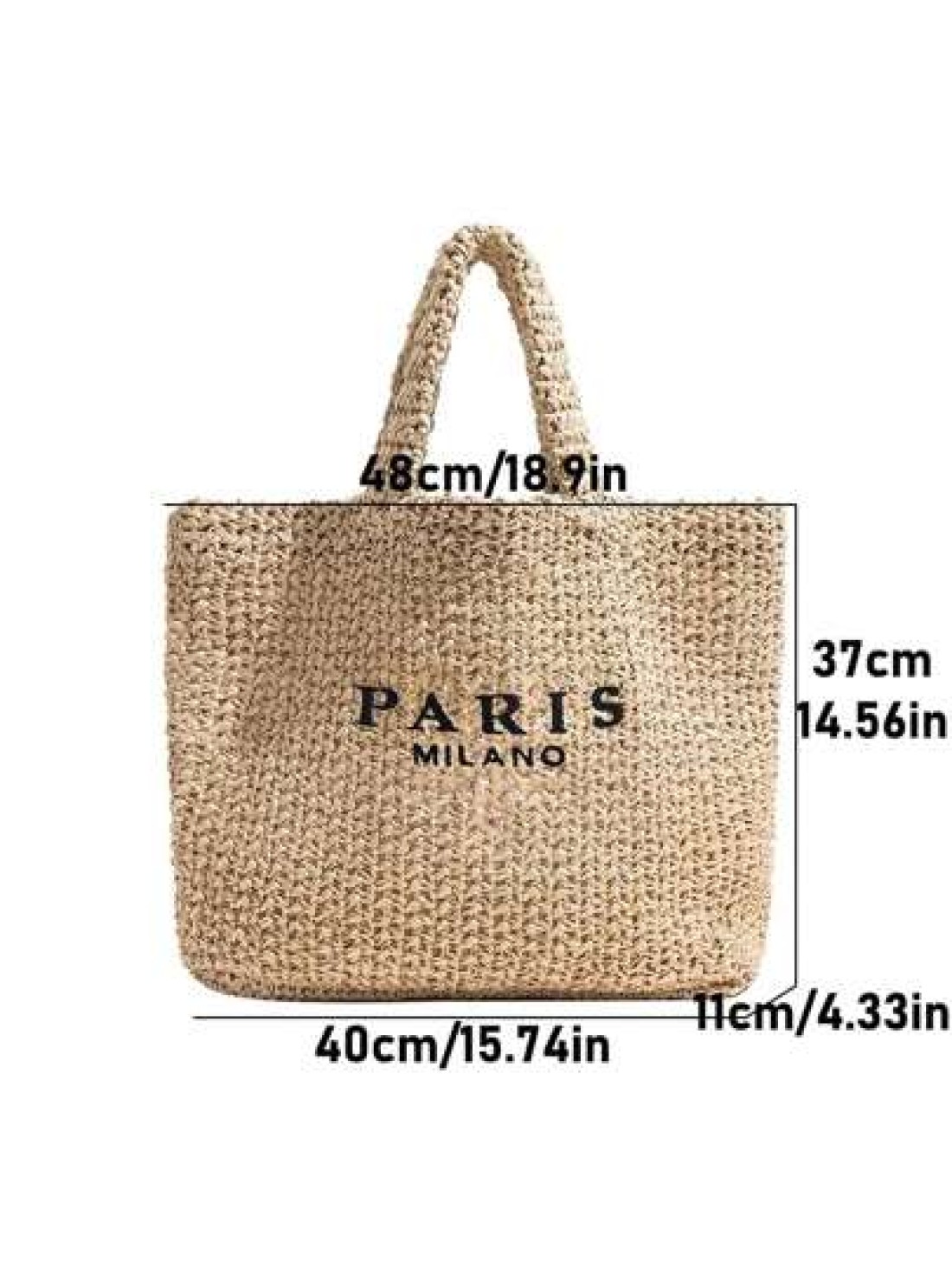 Tropiscape Casual Large Capacity Straw Tote Bag Designer Letters Women Handbags Handmade Woven Summer Beach Bag Big Shopper Purses Holiday Essentials Perfect For Travel Vacation Holiday Beach Perfect