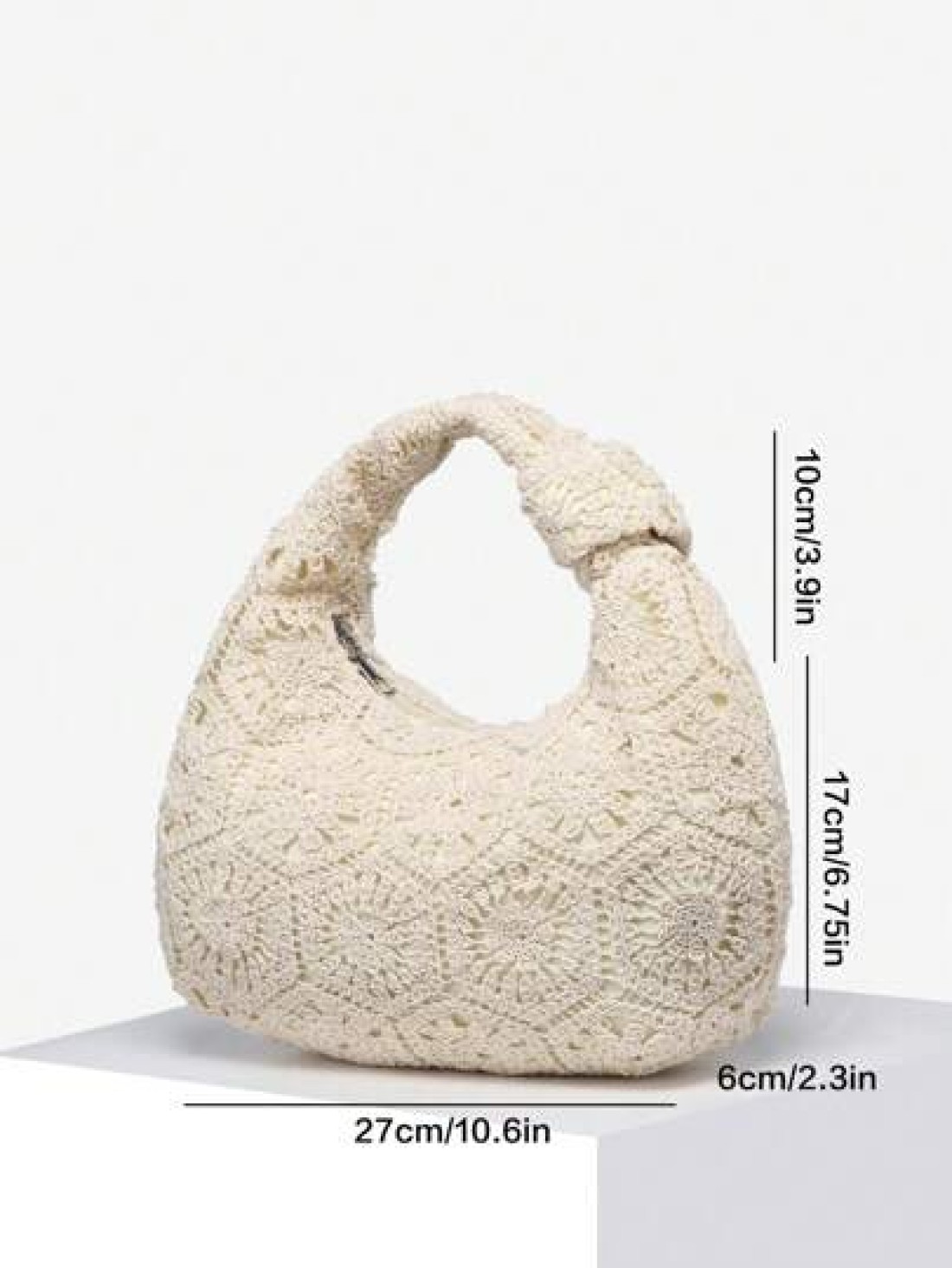 1pc Women Retro Minimalist Casual Imitation Knitting Angora Deer Velvet Leopard Print Bohemian Hippie Hollow Crocheted Woven Artificial Leather One Shoulder Armpit Baguette Bag Suitable For Outing Dat
