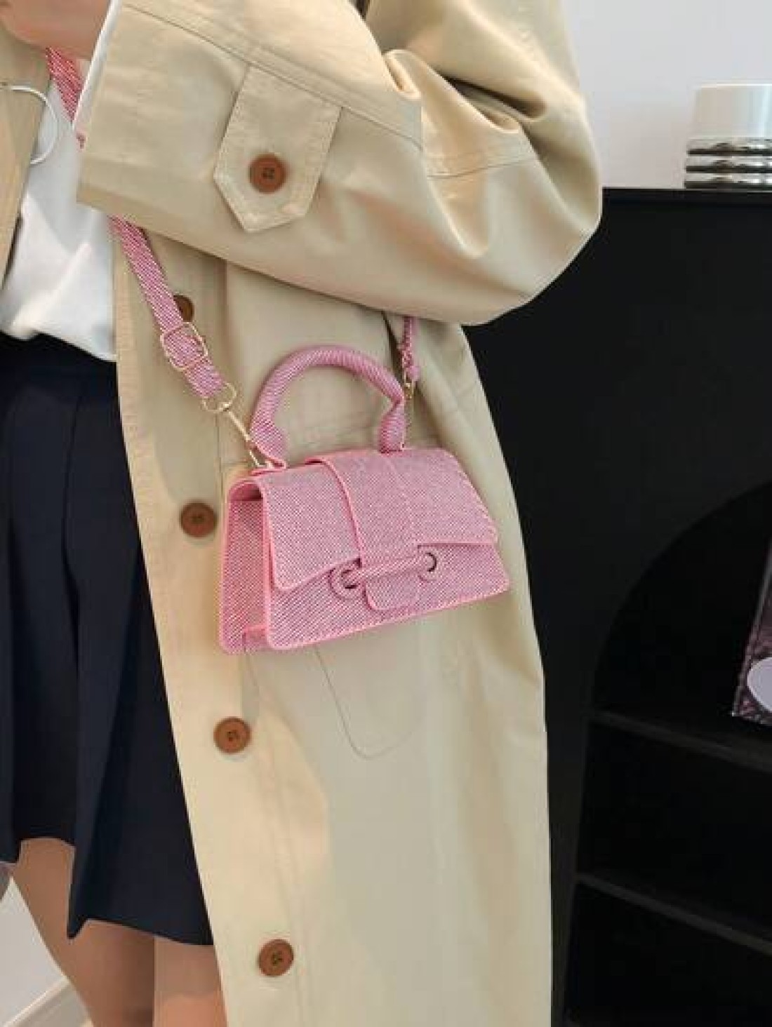 Mini Square Handbag Fashionable High Quality Makeup Bag New Solid Color Versatile Tote Bag Women Purse
