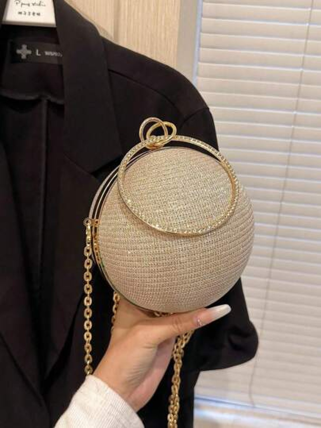 Lightweight Business Casual Rhinestone Decor Bucket Bag Mini Drawstring Design Clear Bag Fashion Faux Pearl Bag Evening Bag Dinner Bag Glamorous Elegant Exquisite Quiet Luxury Rhinestone For Party Gir