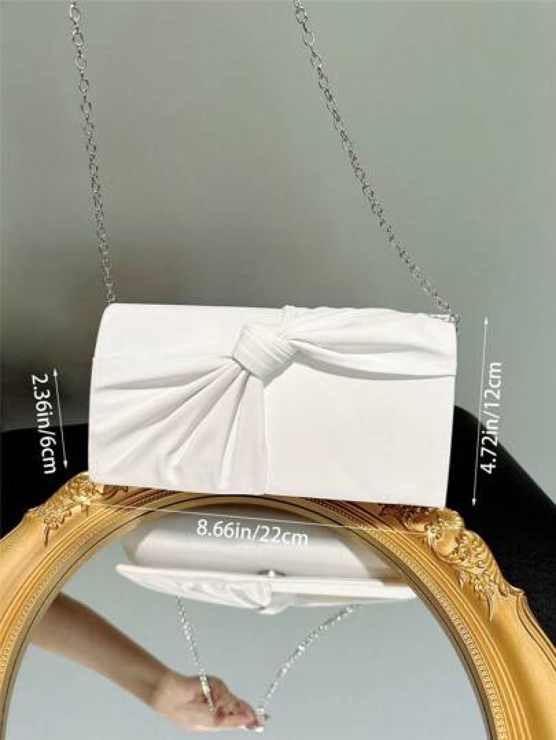 Women s Elegant Bow Knot Flap Clutch Evening Bag Formal Party Handbag Genuine Leather Wedding Purse Romantic White Bridal Bag Envelope Chain Shoulder Bag Ballroom Dance Crossbody Bag Valentines Perfec