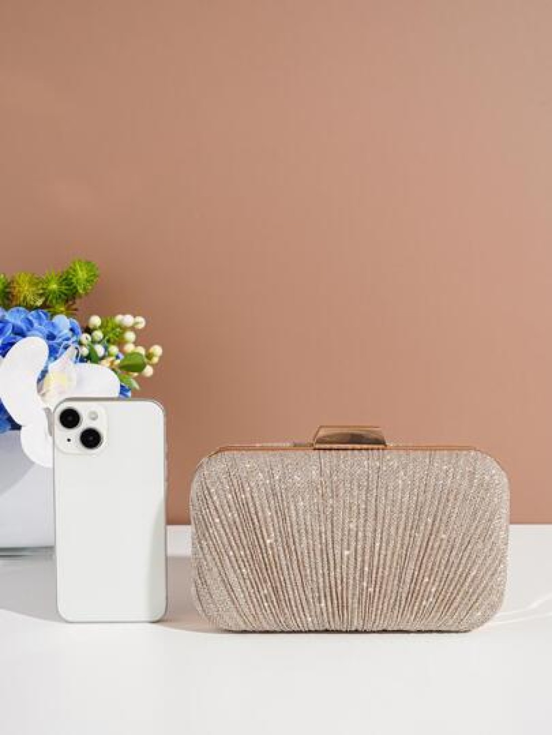 Vincy Glitter Handbag Glamorous Elegant Exquisite Quiet Luxury Sequin Stylish Luxury Shiny Evening Bag With Pleats Detail Clutch Shoulder Crossbody Chain Bag For Women For Party Girl Woman Bride Perfe